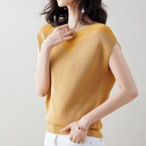 NWT!  Zakki | Goldish Metallic Short-Sleeve Top  TB1-4